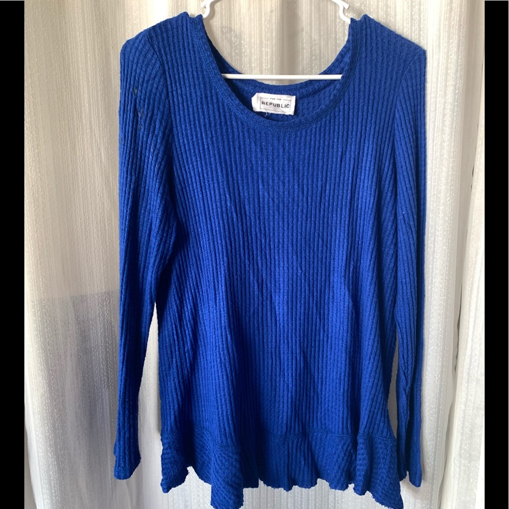 Royal blue long sleeve cotton shirt